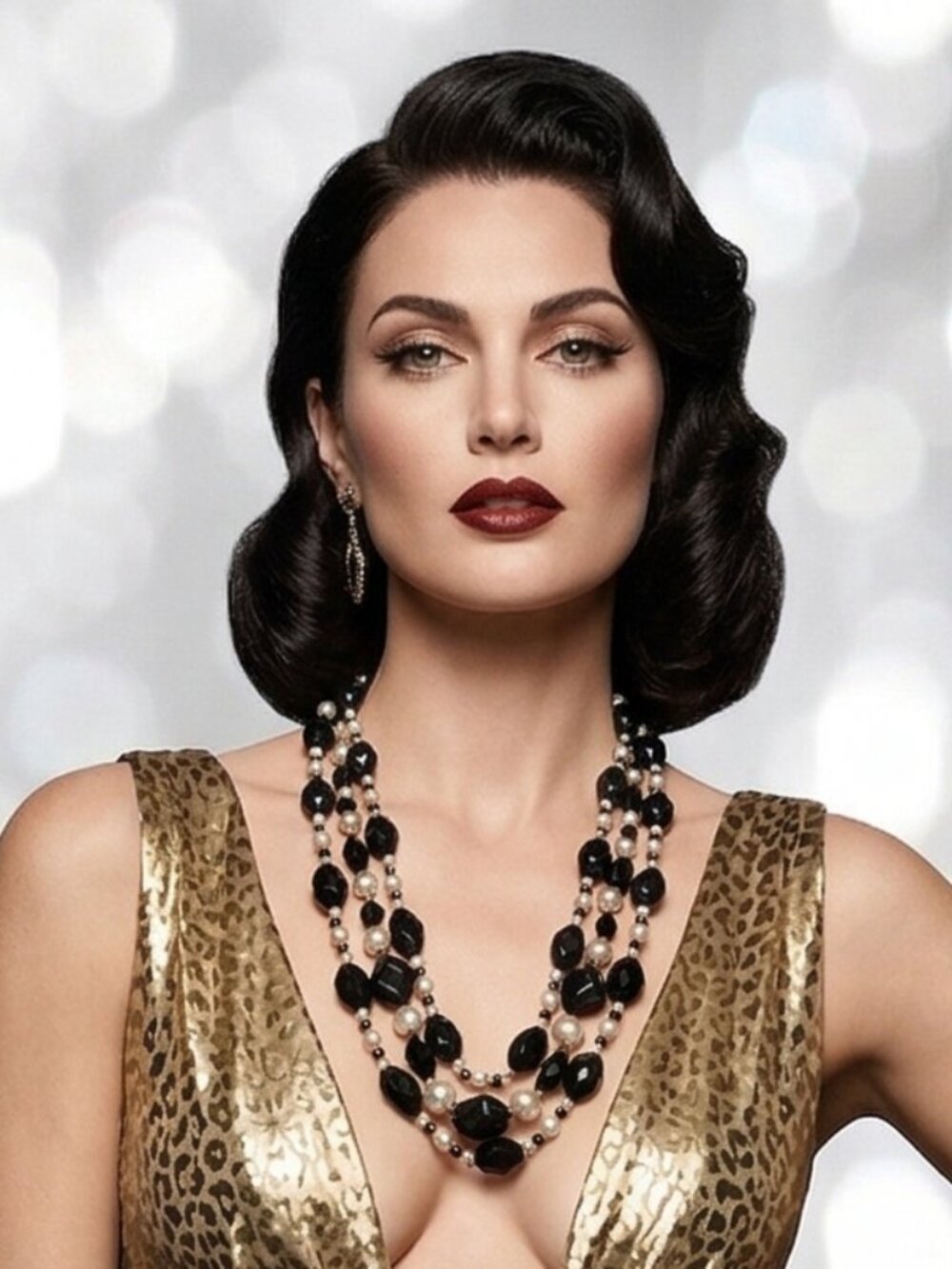 Opera Length Black & White Beaded Necklace - Picture 6 of 6